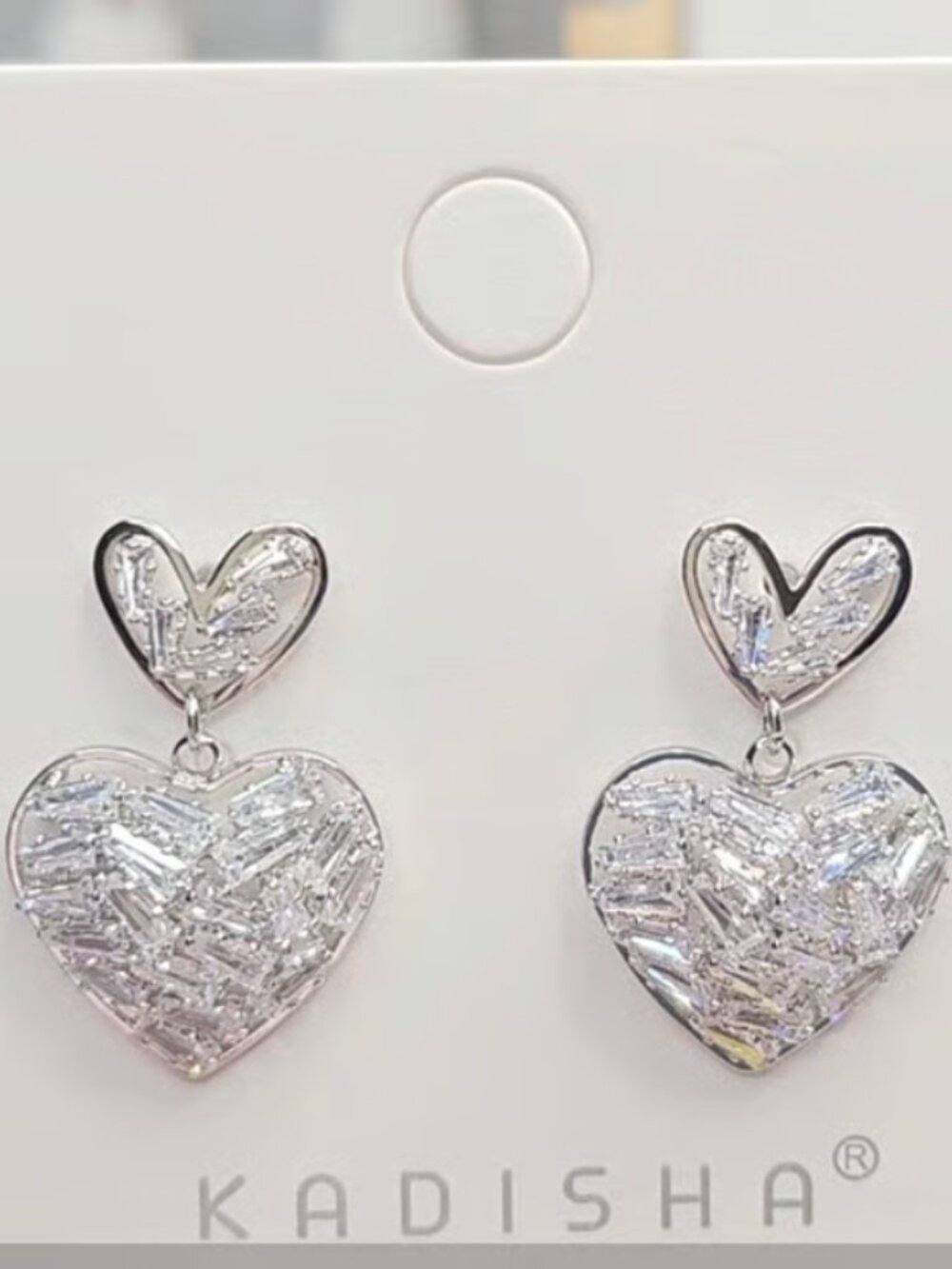 Double Heart Rhodium Earrings